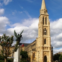 Church in the square in Bergerac.