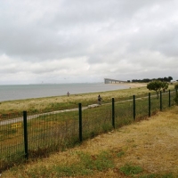 Site where we stopped on the Ile looking out to sea with a view of the bridge onto the Ile.