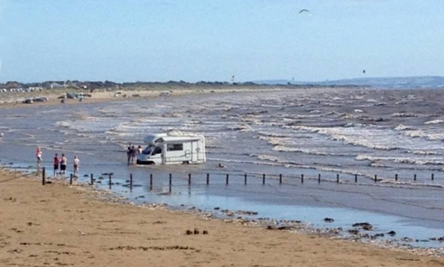 Camper van on Brean beach 2016.jpg