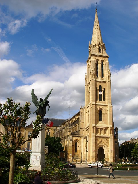 Church in the square in Bergerac.