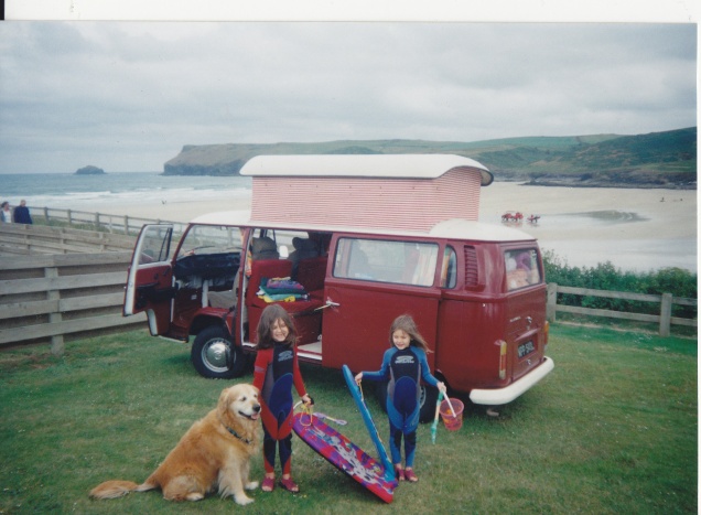 The first Camper we had, its an old pic both the girls are in University now and Dempsey has been pushing up daises for years,good ole boy.